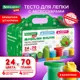 Пластилин-тесто для лепки Brauberg Kids 106722, 24 цвета, 1680 г, крышки - штампики, сундучок