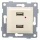 Розетка двойная USB встраиваемая Gusi Electric Ugra цвет бежевый