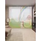 Тюль Joyarty на шторной ленте Заяц с рюкзаком у радуги 310x265 см цвет зеленый