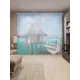 Тюль на шторной ленте Морской домик 310x265 см рисунок природный цвет бирюзовый