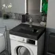 Комплект Bauedge 4 в 1: Раковина над стиральной машиной Bauedge Hotel 60x50 XMY0064 антрацит, кронштейны, сифон и смеситель Hotel Still