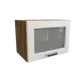Навесной шкаф Прага верхний горизонтальный со стеклом 50x35.80x31.80 см фасад белый МДФ каркас дуб вотан МДФ Сурская Мебель