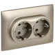Розетка двойная встраиваемая Iek Skandy SK-R24-16-K37-F с заземлением и шторками цвет шампань