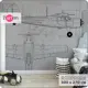 Фотообои на стену флизелиновые 3d Детские для подростка Самолет Чертеж 300x270 см Bartonwall K273-G