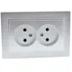 Розетка двойная встраиваемая Mono electric Despina 102-212105-121 цвет серебро