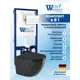 Комплект Weltwasser BM5259 6 в 1: Подвесной унитаз черный глянцевый, инсталляция, кнопка белая глянцевая закругленный квадрат