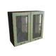 Навесной шкаф МС Ницца с 2 дверцами со стеклом 80x71.60x31.80 см фасад светло-зеленый МДФ каркас дуб ЛДСП Сурская Мебель