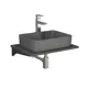 Комплект BAUEDGE BF1231: столешница кварц 60 см с кронштейнами серый раковина Cerama 48x37, смеситель Hotel Still нерж.сталь, выпуск и сифон Stil хром