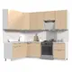 Кухонный гарнитур Стендмебель Ксения со столешницей Лён 180x200x237x60 см ЛДСП цвет ванильный