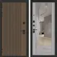 Входная дверь Bunker BN-02 205x88см левый цвет лайт грей софт/ларче орех с черной патиной с зеркалом ФЛЗ-1