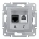 Розетка для телефона и компьютера встраиваемая Schneider Electric SEDNA SDN4300168 цвет антрацит