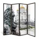 Ширма перегородка для комнаты деревянная Светский лев двухсторонняя (природа) 4 створки венге 176x185см 14 кг