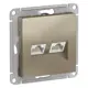 Розетка компьютерная двойная Schneider Electric Atlas ATN000585 RJ45 цвет шампань