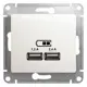 Розетка USB встраиваемая Systeme electric Glossa GSL000639 А+С цвет перламутровый