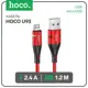 Кабель Hoco U93 USB - microUSB 2.4 А 1.2 м индикатор цвет красный