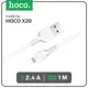 Кабель Hoco X20 Lightning - USB 24 А 1 м ПВХ оплетка цвет белый