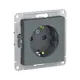 Розетка встраиваемая Systeme electric AtlasDesign 247119 с заземлением со шторками цвет грифель
