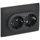 Розетка двойная встраиваемая Iek Skandy SK-R21-16-K53-F с заземлением цвет графит