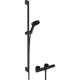 Душевой набор hansgrohe Pulsify Select S 105 3jet Relaxation EcoSmart 24261670 с термостатом Ecostat Fine и душевой штангой 90 см цвет матовый черный