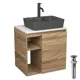Тумба Bauedge Bau Dream Blackwood 60 правая раковина BAU Cerama 48x37 темно-серая матовая смеситель Hotel Dream Black черный выпуск клик клак черный