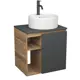 Тумба Bauedge Bau Dream Blackwood 60 правая SD4301, графит, раковина BAU Element D40, белая, смеситель Hotel Dream Black, нерж. сталь, черный