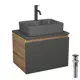 Комплект: тумба Bauedge Bau Dream Blackwood графит 60 BD2876 1 ящик раковина BAU Cerama 48x37 темно-серая смеситель Hotel Dream