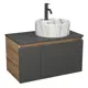 Комплект: тумба подвесная Bauedge Bau Dream Blackwood графит 80 1 ящик раковина круглая накладная BAU Element D41 мрамор смеситель Hotel Dream Black