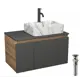 Комплект: тумба подвесная под раковину Bauedge Bau Dream Blackwood BD3106 графит 80 1 ящик раковина BAU Cerama 48x37 мрамор смеситель Hotel Dream