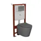 Комплект инсталляции Bauedge Bau Ideal E458103-BK0001DG-E00105, с унитазом безободковым Nimb темно-серый матовый, нержавеющая сталь хром
