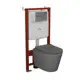 Комплект инсталляции Bauedge Bau Ideal E458103-BK0001DG-E00113, с унитазом безободковым Nimb темно-серый матовый клавиша Round, хром