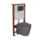 Комплект инсталляции Bauedge Bau Ideal E458103-BK0001DG-E00103, с унитазом безободковым Nimb темно-серый матовый клавиша Strike