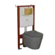 Комплект инсталляции Bauedge Bau Ideal E458103-BK0001DG-E00108, с унитазом безободковым Nimb темно-серый матовый клавиша Light