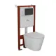 Комплект инсталляции Bauedge Bau Ideal E458103-BK0001-HQ3-E00115, с унитазом безободковым Nimb Hurricane3 клавиша Round, черная матовая