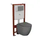 Комплект инсталляции Bauedge Bau Ideal E458103-BL0001-DG-E00107, унитаз безободковый Dream темно-серый матовый клавиша Light нержавеющая сталь