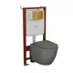 Комплект инсталляции Bauedge Bau Ideal E458103-BL0001-DG-E00108, унитаз безободковый Dream темно-серый матовый клавиша Light золото