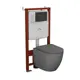 Комплект инсталляции Bauedge Bau Ideal E458103-BL0001-DG-E00115, унитаз безободковый Dream 49.5x36 темно-серый матовый клавиша Round черная