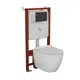 Комплект инсталляции Bauedge Bau Ideal E458103-BL0001-E00103, с унитазом безободковым Dream клавиша Strike, черная матовая