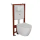 Комплект инсталляции Bauedge Bau Ideal E458103-BL0001-E00104, с унитазом безободковым Dream клавиша Strike, белая/хром