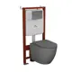 Комплект инсталляции Bauedge Bau Ideal E458103-BL0001-DG-E00117, унитаз безободковый Dream темно-серый матовый клавиша Wheel нержавеющая сталь