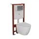 Комплект инсталляции Bauedge Bau Ideal E458103-BL0001-E00113, с унитазом безободковым Dream клавиша Round, хром