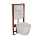 Комплект инсталляции Bauedge Bau Ideal E458103-BL0001-E00116, с унитазом безободковым Dream клавиша Round, белый/хром