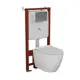 Комплект инсталляции Bauedge Bau Ideal E458103-BL0001-E00117, с унитазом безободковым Dream клавиша Wheel, нержавеющая сталь хром