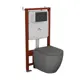 Комплект инсталляции Bauedge Bau Ideal E458103-BL0001-HQ2-DG-E00103, с унитазом безободковым Dream торнадо Hurricane2 темно-серый матовый, черная