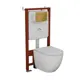 Комплект инсталляции Bauedge Bau Ideal E458103-BL0001-HQ3-E00108, с унитазом безободковым Dream Hurricane3 клавиша Light золото