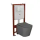 Комплект инсталляции Bauedge Bau Ideal E458103-BS0001-DG-E00104, с унитазом безободковым Stil 49x35 темно-серый клавиша Strike, белая/хром