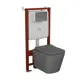Комплект инсталляции Bauedge Bau Ideal E458103-BS0001-DG-E00117, унитаз безободковый Stil 49x35 темно-серый клавиша Wheel антивандальная, хром