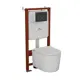 Комплект инсталляции Bauedge Bau Ideal E458103-NM0003-PRO-E00103, с унитазом безободковым Hotel Pro клавиша Strike, черная матовая