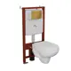 Комплект инсталляции Bauedge Bau Ideal E458103-30745-E00108, с унитазом безободковым Rio Luxe 52x35 клавиша Light антивандальная, золото