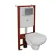 Комплект инсталляции Bauedge Bau Ideal E458103-30745-E00105, с унитазом безободковым Rio Luxe 52x35 клавиша Light антивандальная, хром