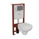 Комплект инсталляции Bauedge Bau Ideal E458103-30745-E00114, с унитазом безободковым Rio Luxe 52x35 клавиша Round Gun gray, серый металлик